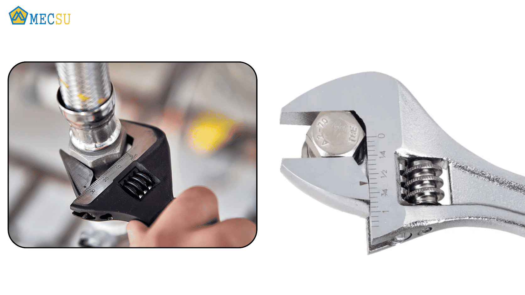 Chi tiết góc tiếp xúc chính xác giữa hàm mỏ lết và hai mặt phẳng đối diện của đai ốc